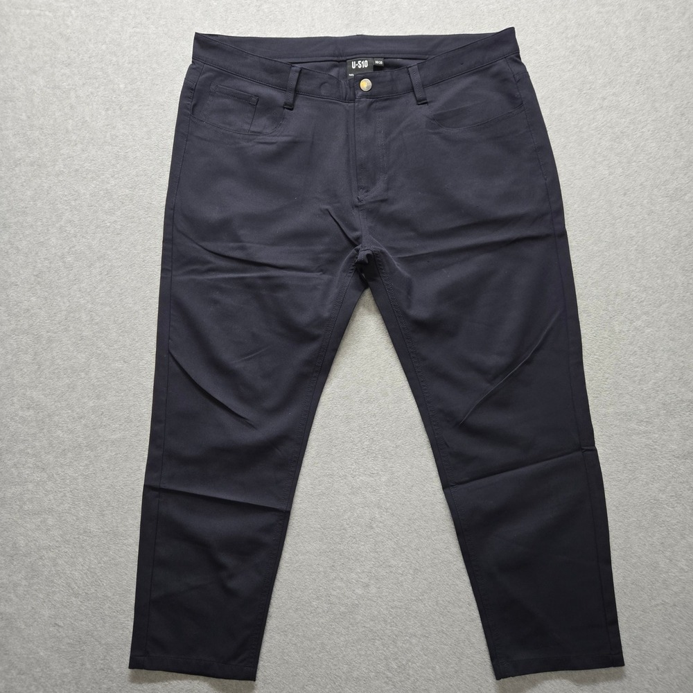Under 5'10 U-510 Mens Navy Blue Slim Fit Chino Pants 36x25 Short Inseam